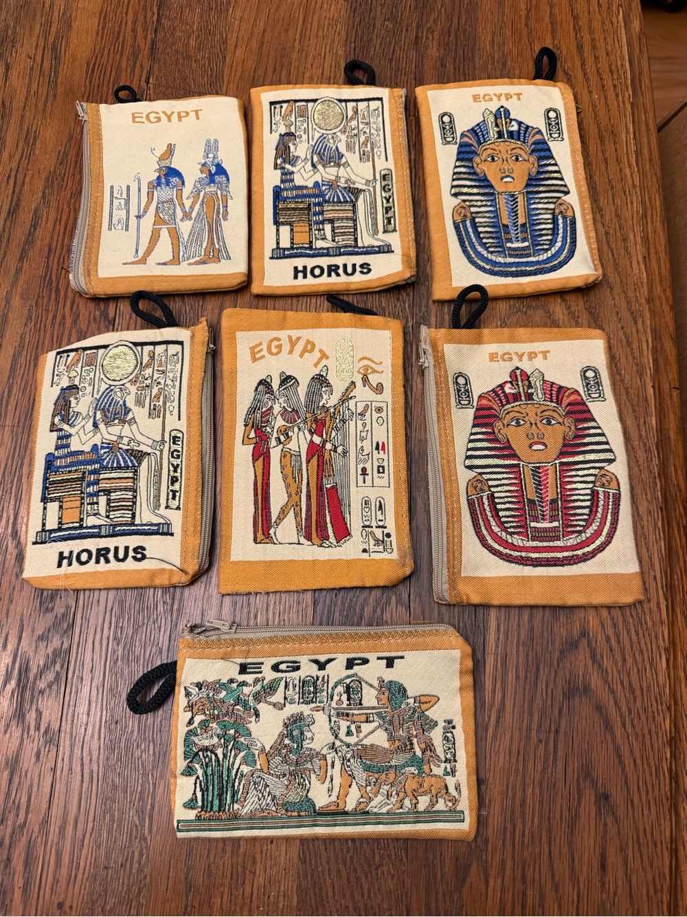 Lot of 7 Zipper Coin Pouches From Egypt NEW